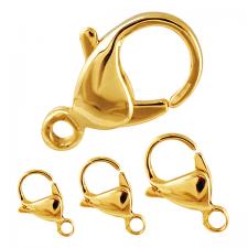 Stainless Steel Gold Pvd  Lobster Clasp Jewelry Part - 12pcs